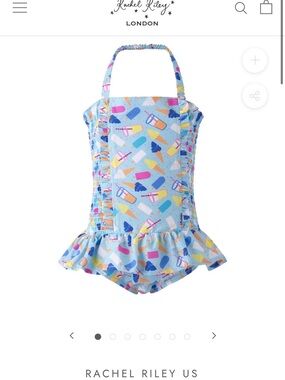 Rachel Riley Light Blue Popsicle & Ice Cream Print One-Piece Swimsuit